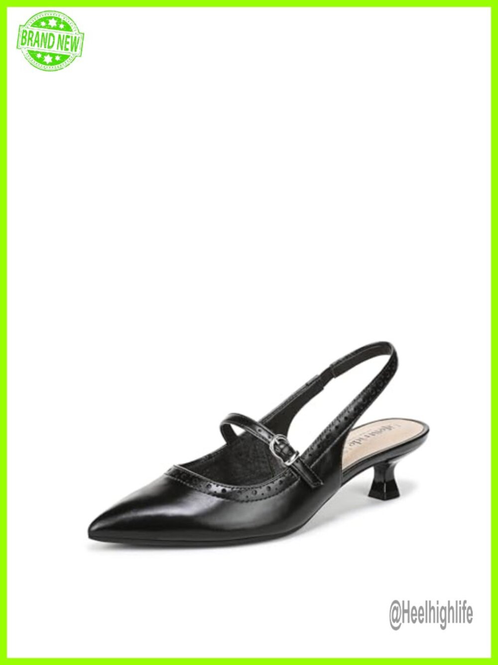 Women's Kitten Heel Slingback Mary Jane Pump Pointed Toe